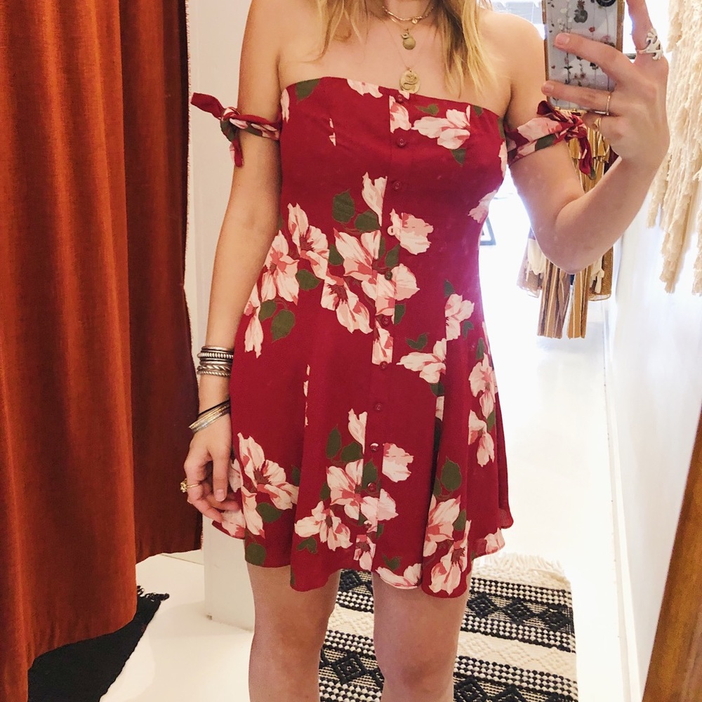 Privacy Please Off the Shoulder Floral Dress
